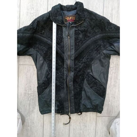 Euro Mond Top Black Leather Jacket Women Small California VTG - Picture 7 of 10